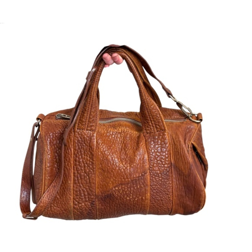 Alexander Wang rocky satchel duffle shoulder bag weathered worn brown leather